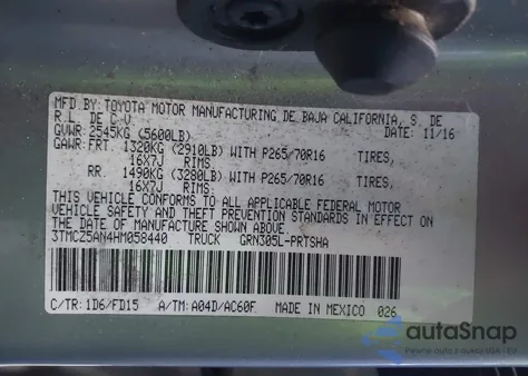 2017 Toyota Tacoma Trd Sport z USA, uszkodzony, nr VIN 3TMCZ5AN4HM058440